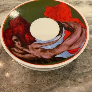 Art Deco Pylones Paris Decorative Porcelain Saucers set of 4